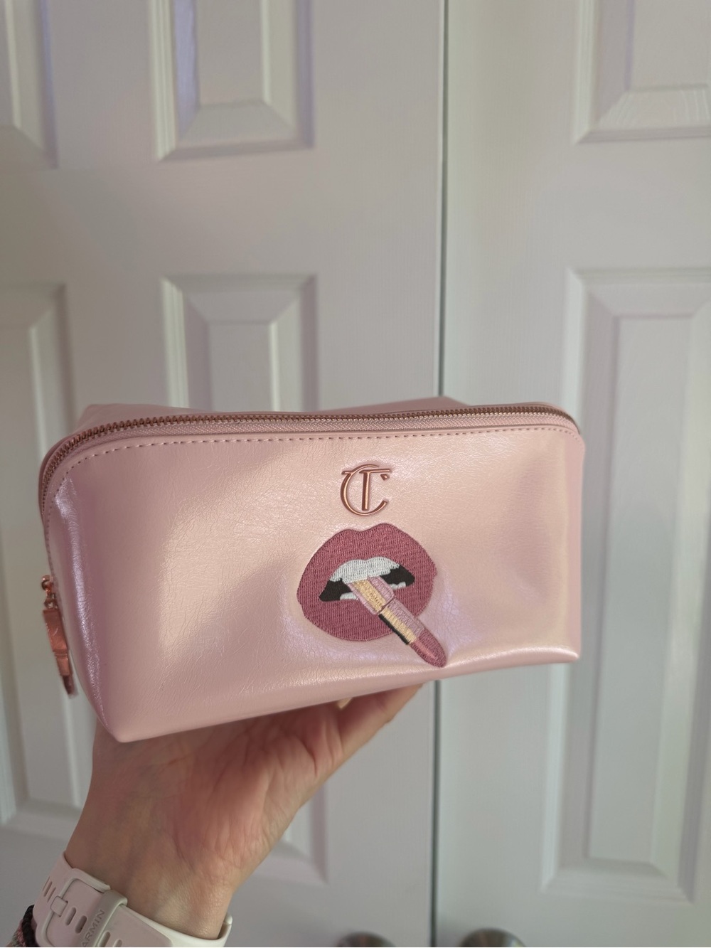 Charlotte tilbury pillow talk Pink Cosmetic bag with Lipstick Motif